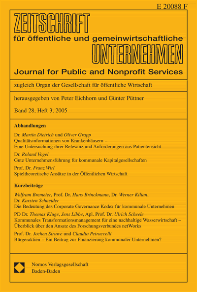 Cover of Volume: ZögU Zeitschrift für öffentliche und gemeinwirtschaftliche Unternehmen Volume 28 (2005), Edition 3