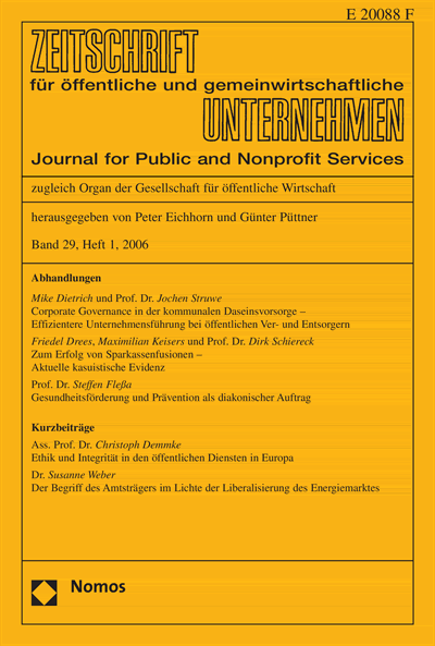 Cover of Volume: ZögU Zeitschrift für öffentliche und gemeinwirtschaftliche Unternehmen Volume 29 (2006), Edition 1