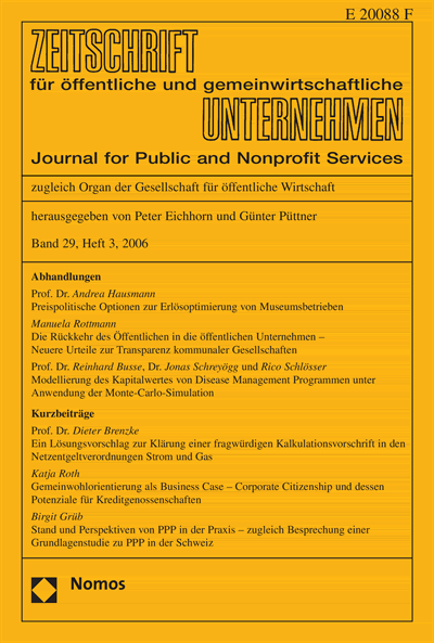 Cover of Volume: ZögU Zeitschrift für öffentliche und gemeinwirtschaftliche Unternehmen Volume 29 (2006), Edition 3