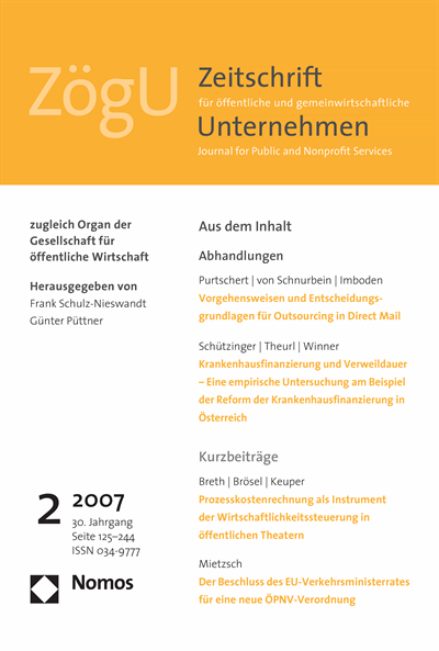 Cover of Volume: ZögU Zeitschrift für öffentliche und gemeinwirtschaftliche Unternehmen Volume 30 (2007), Edition 2