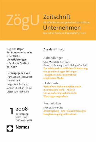 Cover of Volume: ZögU Zeitschrift für öffentliche und gemeinwirtschaftliche Unternehmen Volume 31 (2008), Edition 1