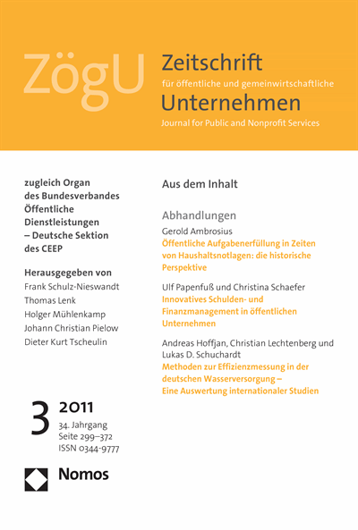 Cover of Volume: ZögU Zeitschrift für öffentliche und gemeinwirtschaftliche Unternehmen Volume 34 (2011), Edition 3