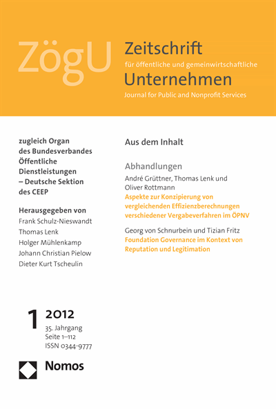 Cover of Volume: ZögU Zeitschrift für öffentliche und gemeinwirtschaftliche Unternehmen Volume 35 (2012), Edition 1