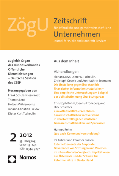 Cover of Volume: ZögU Zeitschrift für öffentliche und gemeinwirtschaftliche Unternehmen Volume 35 (2012), Edition 2