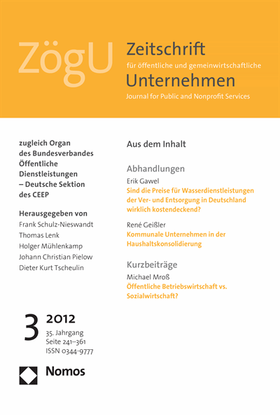Cover of Volume: ZögU Zeitschrift für öffentliche und gemeinwirtschaftliche Unternehmen Volume 35 (2012), Edition 3