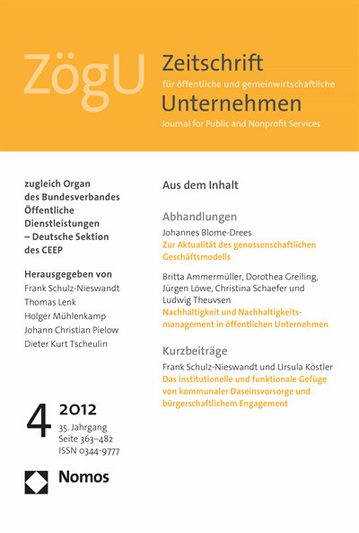 Cover of Volume: ZögU Zeitschrift für öffentliche und gemeinwirtschaftliche Unternehmen Volume 35 (2012), Edition 4