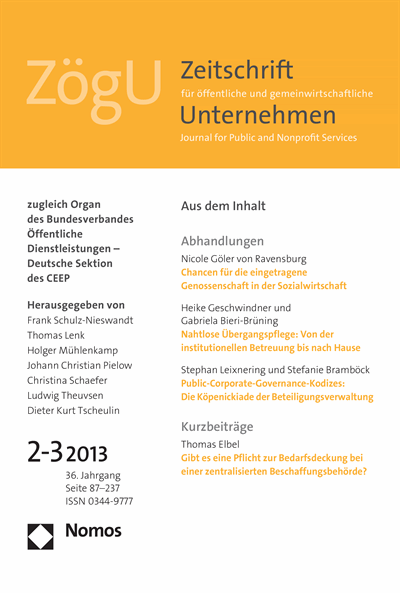 Cover of Volume: ZögU Zeitschrift für öffentliche und gemeinwirtschaftliche Unternehmen Volume 36 (2013), Edition 2-3