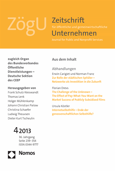 Cover of Volume: ZögU Zeitschrift für öffentliche und gemeinwirtschaftliche Unternehmen Volume 36 (2013), Edition 4