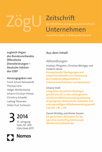 Cover of Volume: ZögU Zeitschrift für öffentliche und gemeinwirtschaftliche Unternehmen Volume 37 (2014), Edition 3