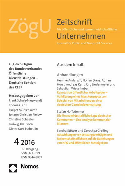 Cover of Volume: ZögU Zeitschrift für öffentliche und gemeinwirtschaftliche Unternehmen Volume 39 (2016), Edition 4