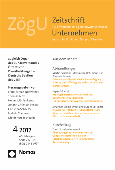 Cover of Volume: ZögU Zeitschrift für öffentliche und gemeinwirtschaftliche Unternehmen Volume 40 (2017), Edition 4