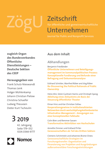 Cover of Volume: ZögU Zeitschrift für öffentliche und gemeinwirtschaftliche Unternehmen Volume 42 (2019), Edition 3