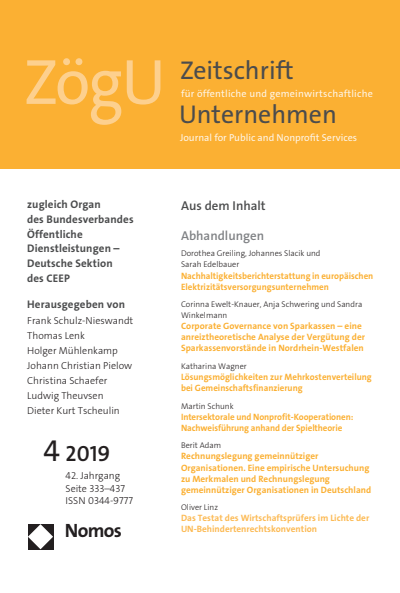Cover of Volume: ZögU Zeitschrift für öffentliche und gemeinwirtschaftliche Unternehmen Volume 42 (2019), Edition 4