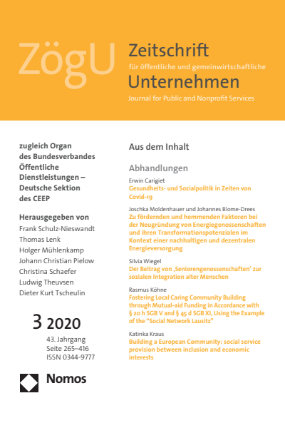 Cover of Volume: ZögU Zeitschrift für öffentliche und gemeinwirtschaftliche Unternehmen Volume 43 (2020), Edition 3