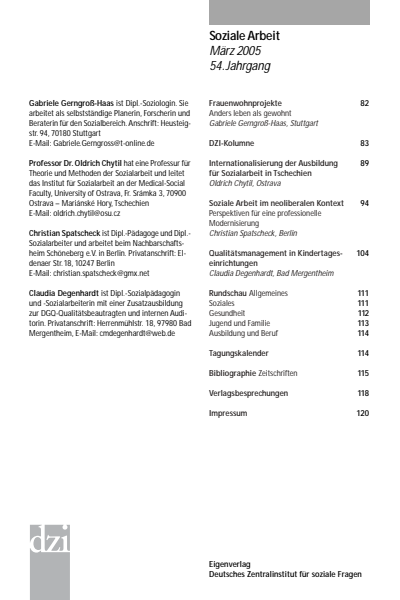 Cover der Ausgabe: Soziale Arbeit Jahrgang 54 (2005), Heft 3