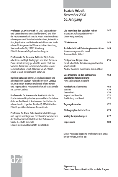 Cover der Ausgabe: Soziale Arbeit Jahrgang 55 (2006), Heft 12