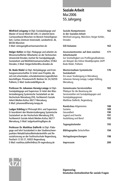 Cover der Ausgabe: Soziale Arbeit Jahrgang 55 (2006), Heft 5