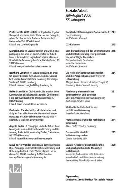 Cover der Ausgabe: Soziale Arbeit Jahrgang 55 (2006), Heft 7-8