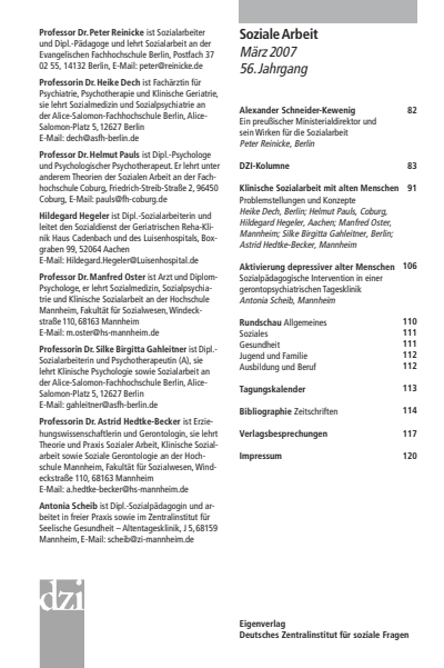 Cover der Ausgabe: Soziale Arbeit Jahrgang 56 (2007), Heft 3