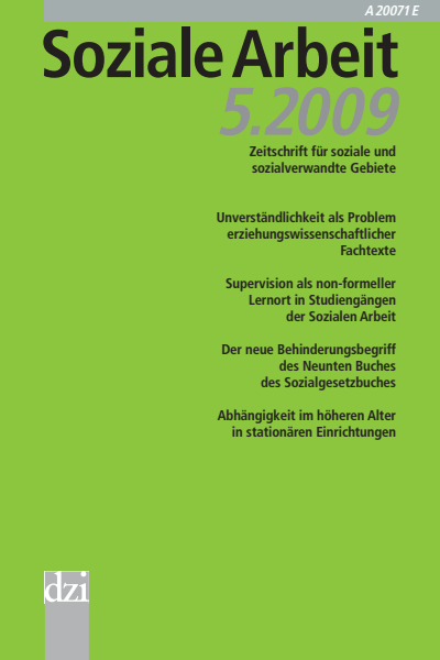 Cover der Ausgabe: Soziale Arbeit Jahrgang 58 (2009), Heft 5