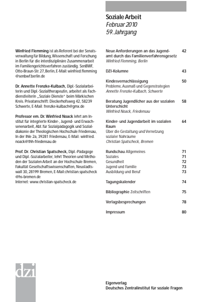 Cover der Ausgabe: Soziale Arbeit Jahrgang 59 (2010), Heft 2