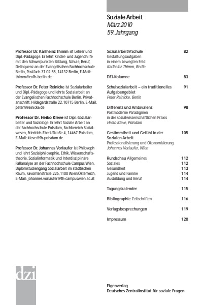 Cover der Ausgabe: Soziale Arbeit Jahrgang 59 (2010), Heft 3
