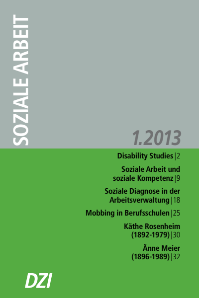 Cover der Ausgabe: Soziale Arbeit Jahrgang 62 (2013), Heft 1