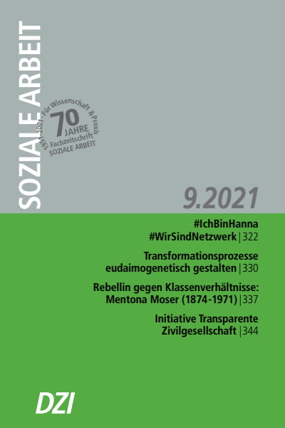 Cover der Ausgabe: Soziale Arbeit Jahrgang 70 (2021), Heft 9