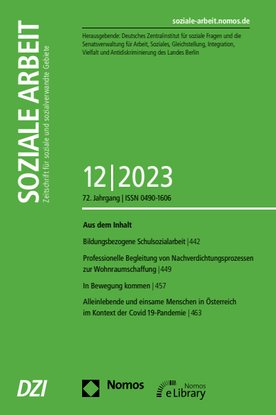 Cover der Ausgabe: Soziale Arbeit Jahrgang 72 (2023), Heft 12
