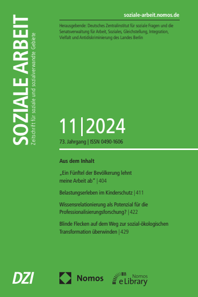 Cover der Ausgabe: Soziale Arbeit Jahrgang 73 (2024), Heft 11