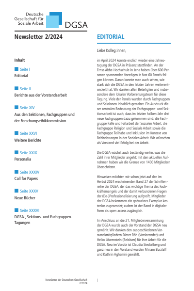 Cover der Ausgabe: Soziale Arbeit Jahrgang 73 (2024), Heft 8-9 DGSA