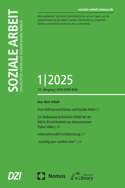 Cover der Ausgabe: Soziale Arbeit Jahrgang 74 (2025), Heft 1