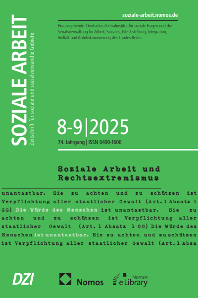 Cover der Ausgabe: Soziale Arbeit Jahrgang 74 (2025), Heft 8-9