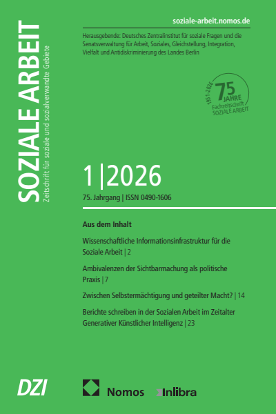 Cover der Ausgabe: Soziale Arbeit Jahrgang 75 (2026), Heft 1