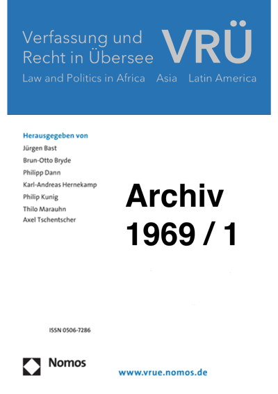Cover der Ausgabe: VRÜ Verfassung und Recht in Übersee Jahrgang 2 (1969), Heft 1