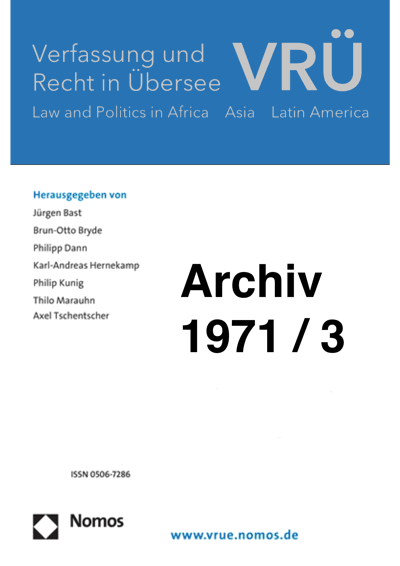 Cover of Volume: VRÜ Verfassung und Recht in Übersee Volume 4 (1971), Edition 3