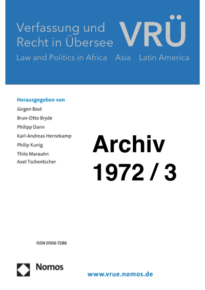 Cover der Ausgabe: VRÜ Verfassung und Recht in Übersee Jahrgang 5 (1972), Heft 3