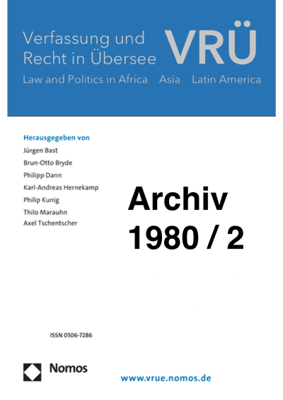 Cover der Ausgabe: VRÜ Verfassung und Recht in Übersee Jahrgang 13 (1980), Heft 2