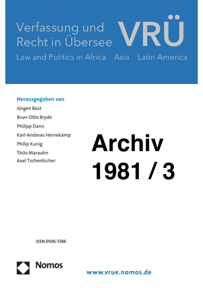 Cover der Ausgabe: VRÜ Verfassung und Recht in Übersee Jahrgang 14 (1981), Heft 3