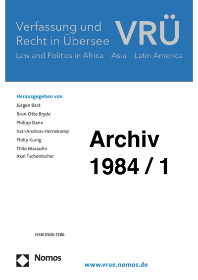 Cover der Ausgabe: VRÜ Verfassung und Recht in Übersee Jahrgang 17 (1984), Heft 1