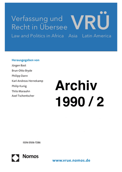 Cover der Ausgabe: VRÜ Verfassung und Recht in Übersee Jahrgang 23 (1990), Heft 2