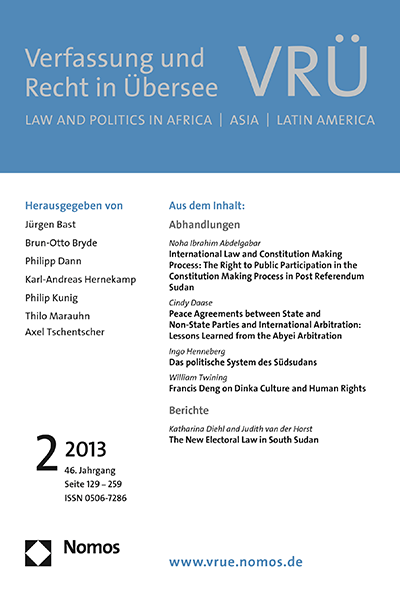 Cover of Volume: VRÜ Verfassung und Recht in Übersee Volume 46 (2013), Edition 2
