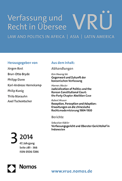 Cover of Volume: VRÜ Verfassung und Recht in Übersee Volume 47 (2014), Edition 1
