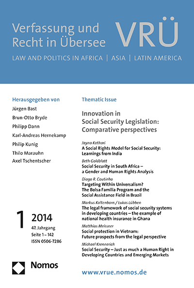 Cover of Volume: VRÜ Verfassung und Recht in Übersee Volume 47 (2014), Edition 2