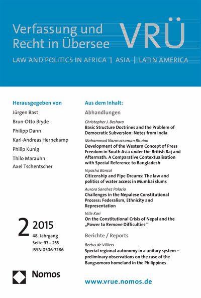 Cover of Volume: VRÜ Verfassung und Recht in Übersee Volume 48 (2015), Edition 1