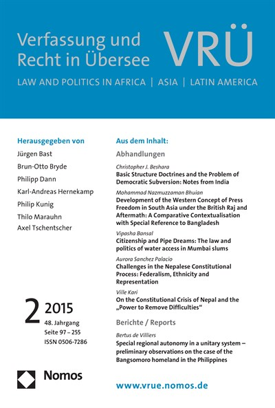 Cover of Volume: VRÜ Verfassung und Recht in Übersee Volume 48 (2015), Edition 2
