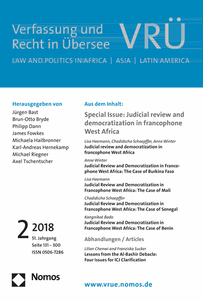 Cover der Ausgabe: VRÜ Verfassung und Recht in Übersee Jahrgang 51 (2018), Heft 2