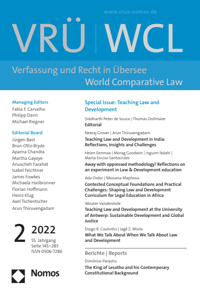 Cover of Volume: VRÜ Verfassung und Recht in Übersee Volume 55 (2022), Edition 2