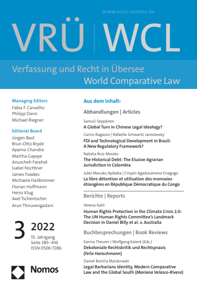 Cover of Volume: VRÜ Verfassung und Recht in Übersee Volume 55 (2022), Edition 3