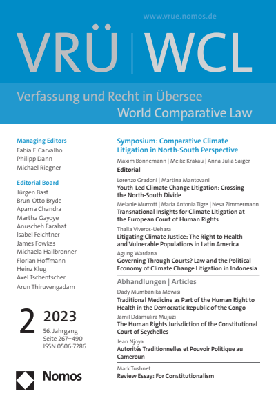 Cover der Ausgabe: VRÜ Verfassung und Recht in Übersee Jahrgang 56 (2023), Heft 2
